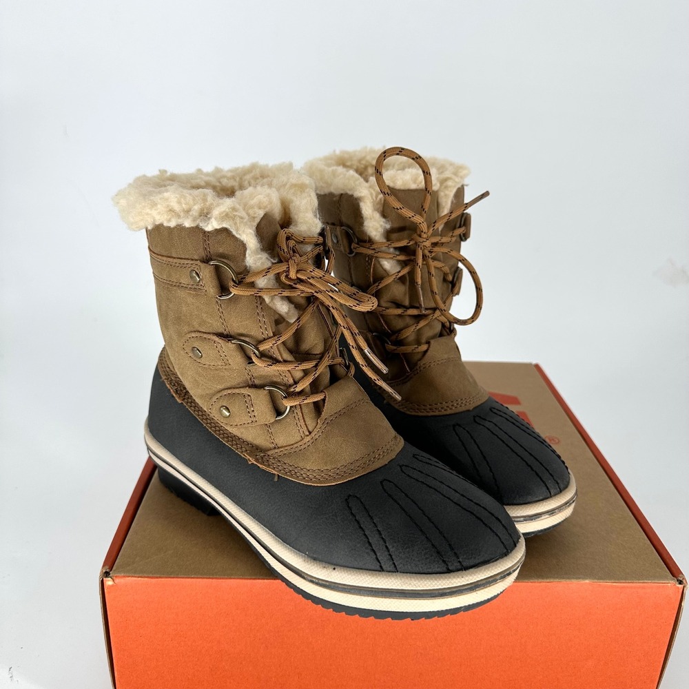 Pawz Gina Duck Boots‎ Faux Leather Wool Blend Lined Cold Winter Snow Women's 7